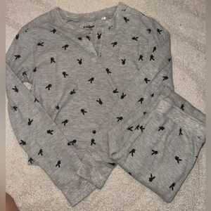 Gray PlayBoy Pajama Set